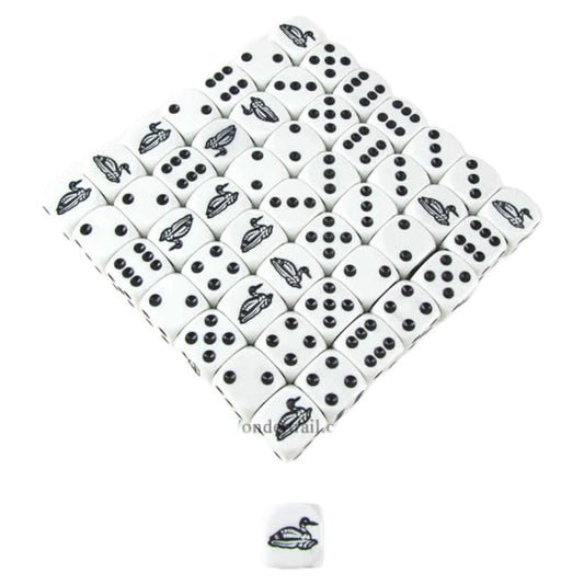 KOP04944 Loone Dice Opaque White with Black Pips 16mm (5/8in) Bulk Pack of 50 Dice
