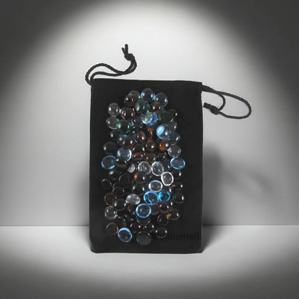 KOP05000 Assorted Colors Glass Stones with Cloth Bag 100 Life Stones