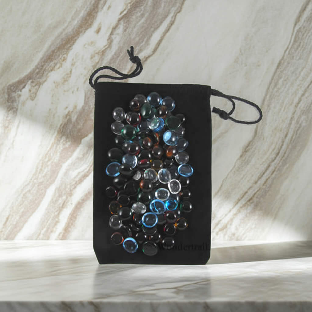 KOP05000 Assorted Colors Glass Stones with Cloth Bag 100 Life Stones