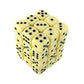 KOP05114 Ivory Opaque Deluxe Dice with Black Pips D6 12mm (1/2in) Pack of 36 Dice