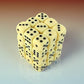 KOP05114 Ivory Opaque Deluxe Dice with Black Pips D6 12mm (1/2in) Pack of 36 Dice