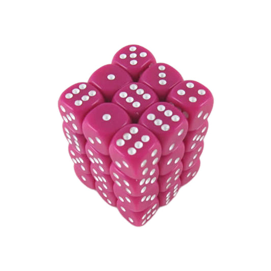KOP05115 Pink Opaque Deluxe Dice with White Pips D6 12mm (1/2in) Pack of 36 Dice