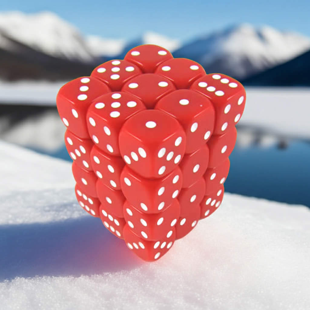 KOP05117 Red Opaque Deluxe Dice with White Pips D6 12mm (1/2in) Pack of 36 Dice