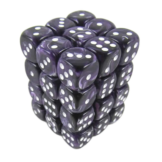 KOP05130 Purple Swirl Deluxe Dice White Pips D6 12mm (1/2in) Pack of 36