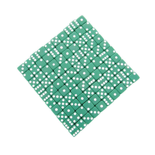 KOP07287 Green Opaque Dice with White Pips D6 8mm (5/16in) Bulk Pack of 200 Dice
