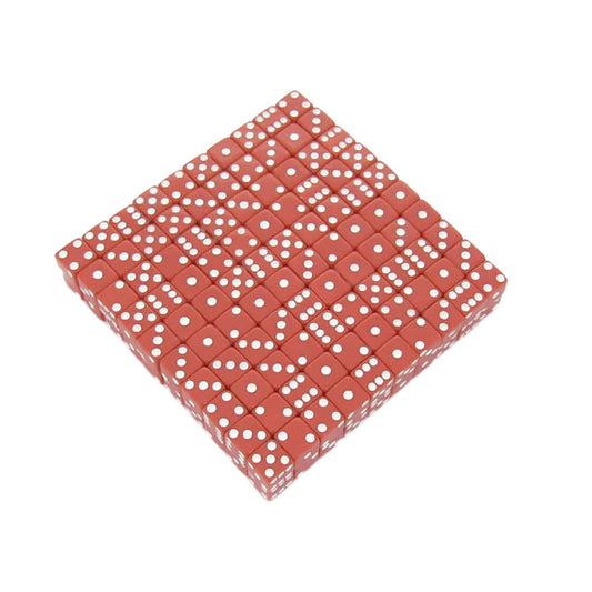 KOP07288 Red Opaque Dice White Pips D6 8mm (5/16in) Bulk Pack of 200