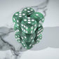 KOP08576 Green Marbleized Deluxe Dice White Pips D6 16mm Pack of 12