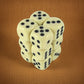 KOP08585 Ivory Color Opaque Deluxe Dice with Black Pips D6 16mm (5/8in) Pack of 12 Dice