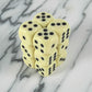 KOP08585 Ivory Color Opaque Deluxe Dice with Black Pips D6 16mm (5/8in) Pack of 12 Dice