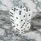 KOP08589 White Opaque Deluxe Dice with Black Pips D6 16mm (5/8in) Pack of 12 Dice Koplow Games