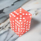 KOP08610 Peach Glow in the Dark Dice White Pips D6 16mm Pack of 12
