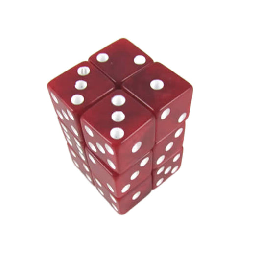 KOP08623 Red Marblized Dice with White Pips D6 16mm (5/8in) Pack of 12