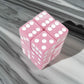 KOP08629 Pink Opaque Dice with White Pips D6 16mm (5/8in) Pack of 12 Dice