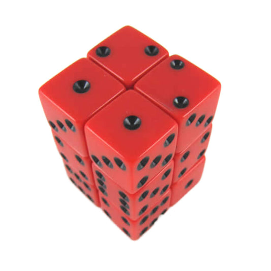 KOP08631 Red Opaque Dice with Black Pips D6 16mm (5/8in) Pack of 12