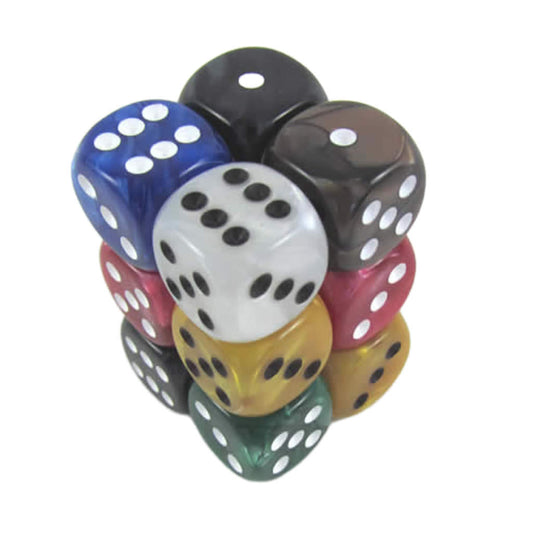 KOP08793 Assorted Marbleized Deluxe Dice Pips D6 16mm Pack of 12
