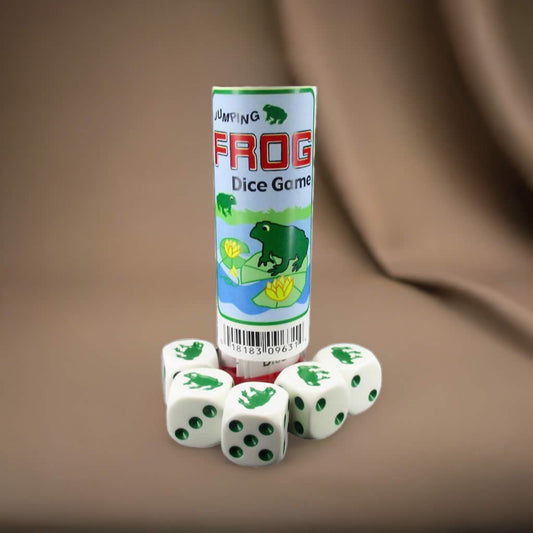 KOP09631 Frog Dice Game White Opaque with Green D6 16mm (5/8in)