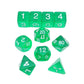KOP09950 Green Transparent Dice with White Numbers 16mm (5/8in) Set of 10 Dice