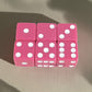 KOP10862 Pink Opaque Dice with White Pips D6 16mm (5/8in) Pack of 6 Dice