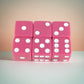KOP10862 Pink Opaque Dice with White Pips D6 16mm (5/8in) Pack of 6 Dice