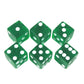 KOP10874 Green Transparent Dice with White Pips D6 16mm (5/8in) Pack of 6 Dice