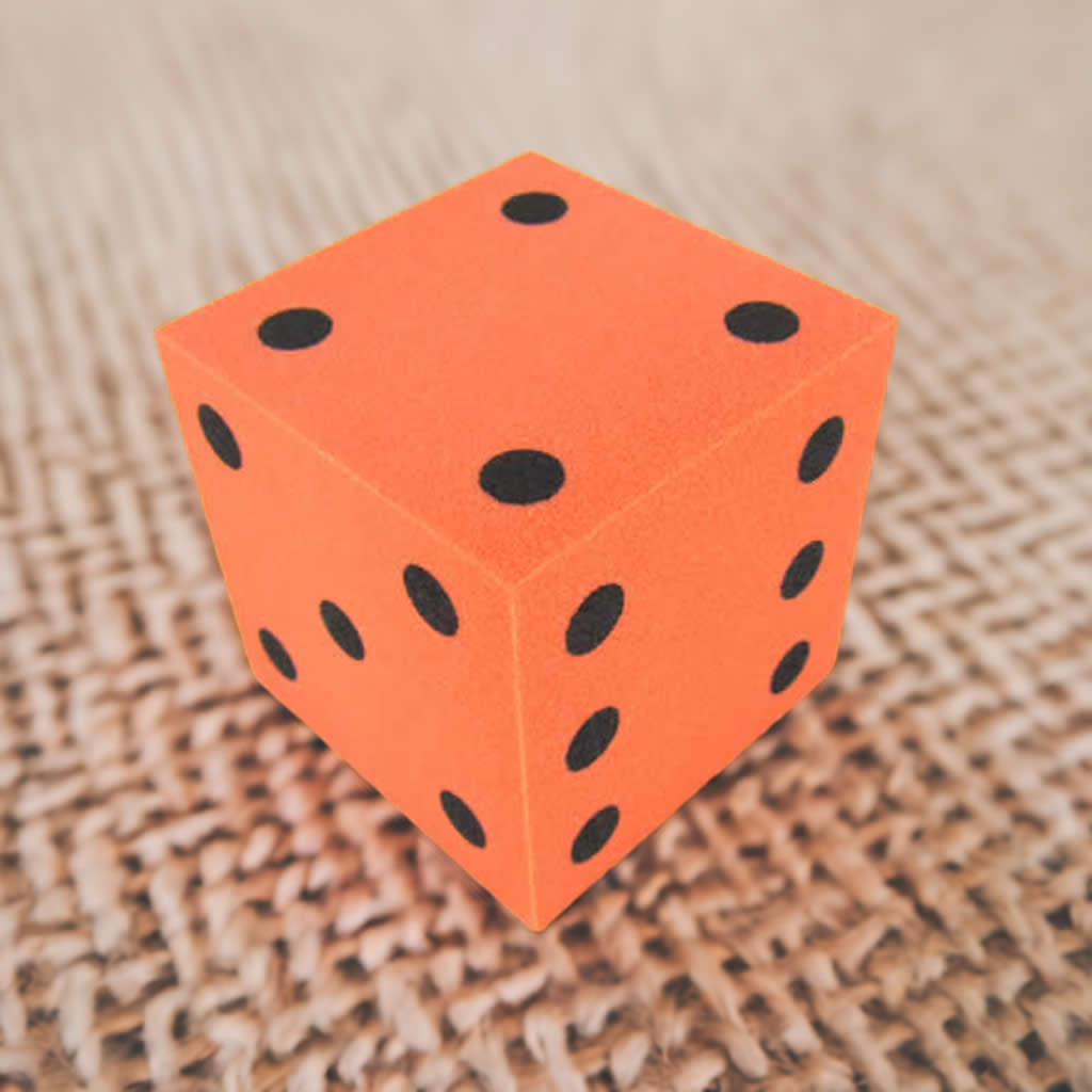 KOP10941 Orange Opaque Foam Die with Black Dots D6 50mm (2in) Pack of 1 Die