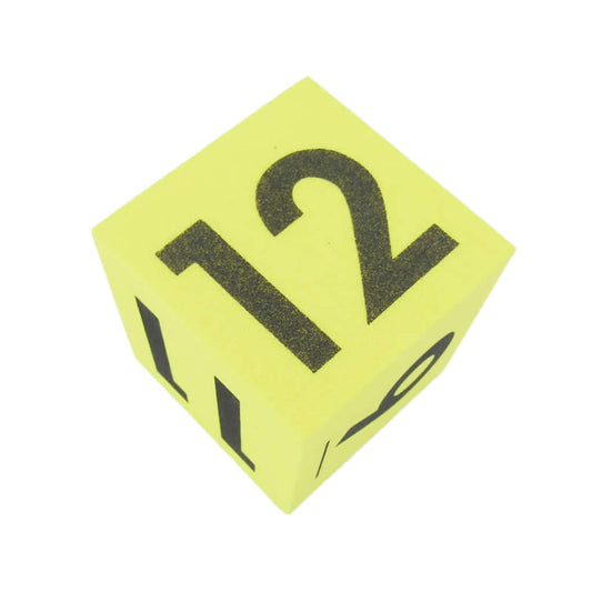 KOP10969 Yellow Opaque Foam Die Black Numbers 7 to 12 D6 50mm Pack of 1