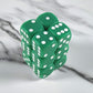 KOP10997 Green Opaque Dice with White Pips D6 16mm (5/8in) Pack of 12