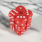 KOP11000 Red Opaque Dice with White Pips D6 16mm (5/8in) Pack of 12