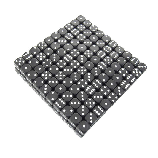 KOP11470 Black Opaque Dice with White Pips D6 16mm (5/8in) Bulk Pack of 200 Dice