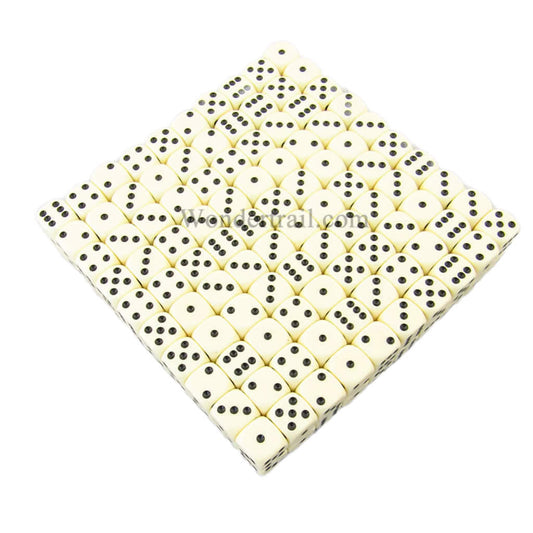 KOP11473 Ivory Opaque Dice Black Pips D6 16mm (5/8in) Bulk Pack of 200