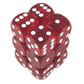 KOP11613 Red Transparent Dice White Pips D6 16mm (5/8in) Pack of 12