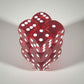 KOP11613 Red Transparent Dice White Pips D6 16mm (5/8in) Pack of 12