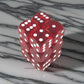 KOP11613 Red Transparent Dice White Pips D6 16mm (5/8in) Pack of 12