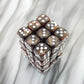 KOP11994 Brown Marbleized Dice White Pips D6 12mm (1/2in) Pack of 36