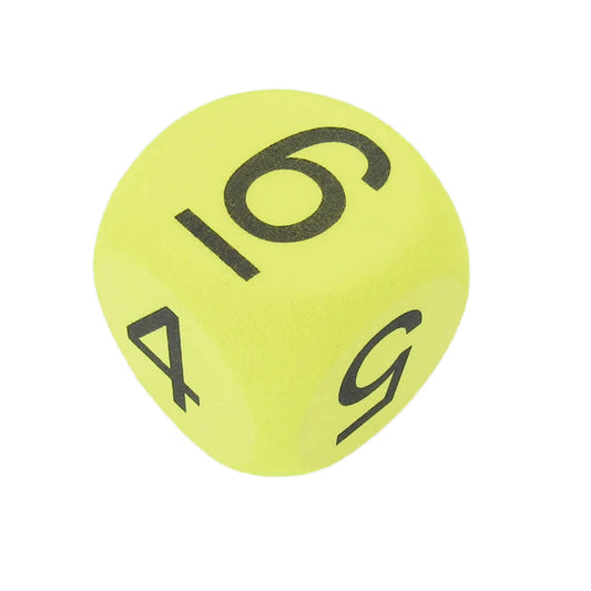 KOP13772 Yellow Opaque Foam Die Black Numbers D6 50mm Pack of 1 Die