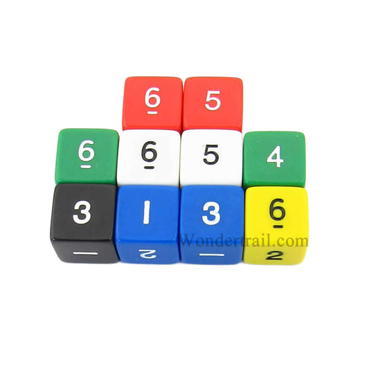 KOP14806 Assorted Opaque Dice with Numbers D6 16mm (5/8in) Pack of 10 Dice