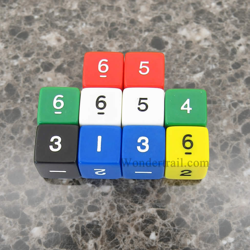 KOP14806 Assorted Opaque Dice with Numbers D6 16mm (5/8in) Pack of 10 Dice