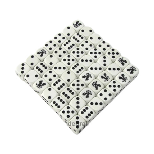 KOP15535 Eagle Dice White Opaque Black Pips D6 16mm Bulk Pack of 50