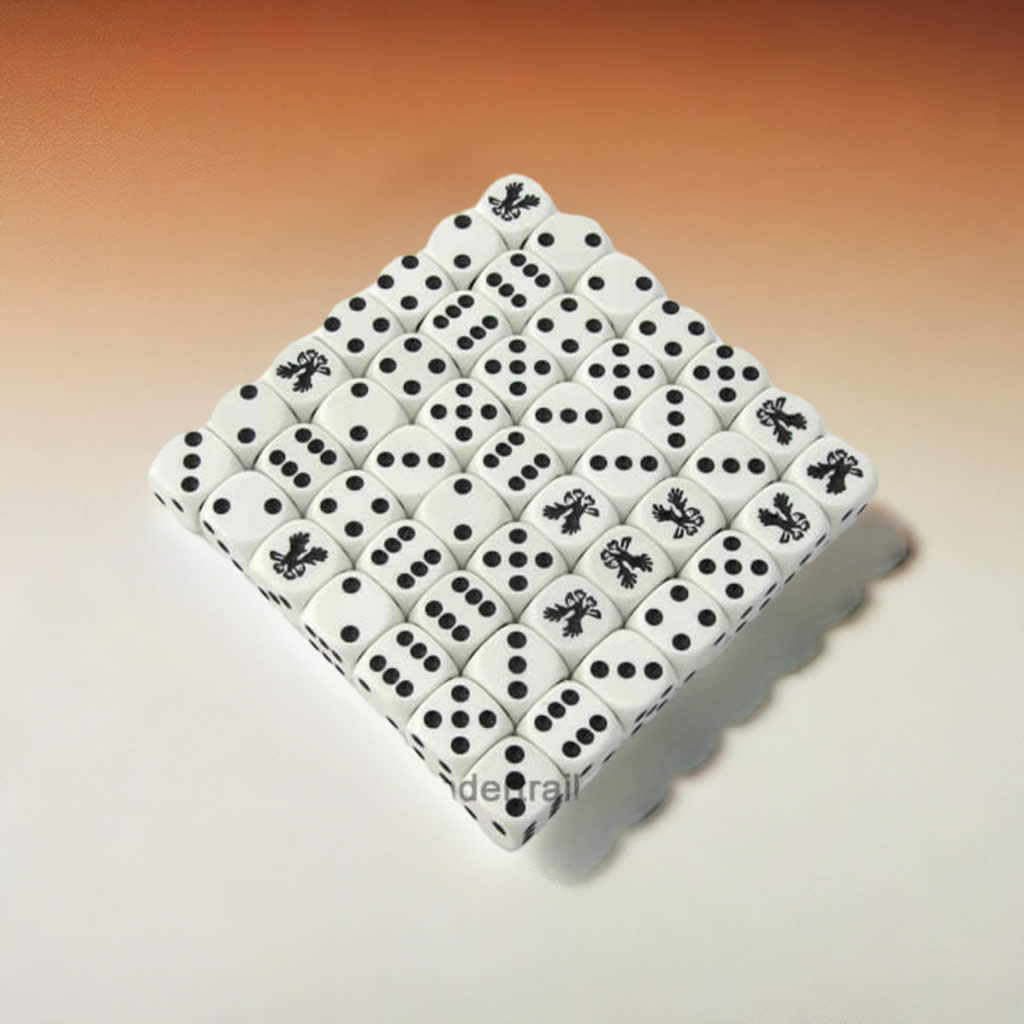 KOP15535 Eagle Dice White Opaque Black Pips D6 16mm Bulk Pack of 50