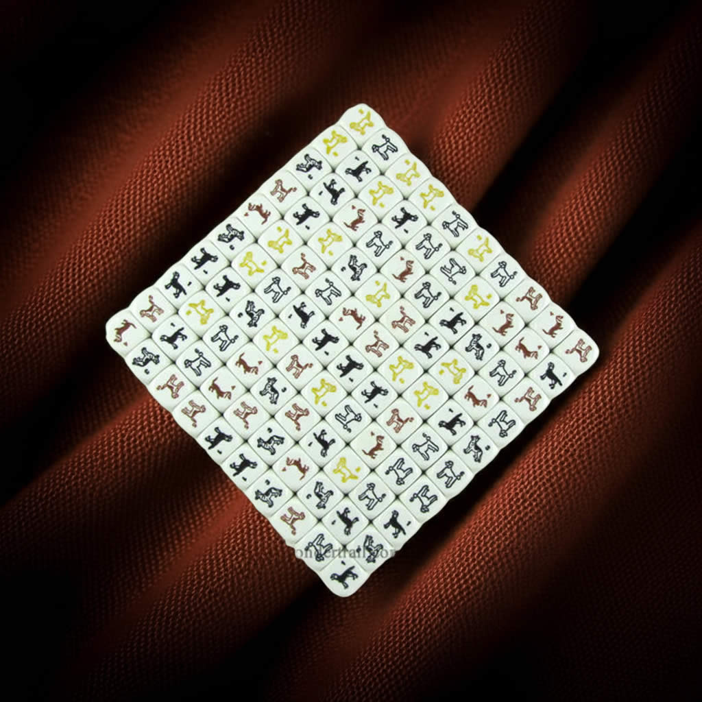 KOP17278 Dog Dice White with Colored Dogs D6 16mm (5/8in) Pack of 100