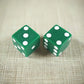 KOP17817 Green Opaque Dice with White Pips D6 25mm (1in) Pack of 2