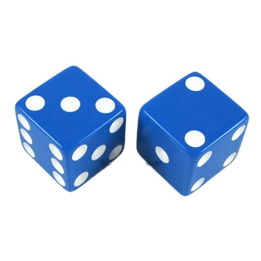 KOP17971 Blue Opaque Dice with White Pips D6 25mm (1in) Pack of 2