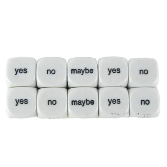 KOP18012 Decision Dice White Dice Black Decisions D6 16mm Pack of 10