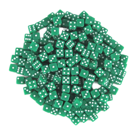 KOP18103 Green Opaque D6 Dice White Pips 5mm Pack of 200
