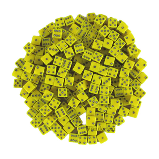 KOP18106 Yellow Opaque D6 Dice Black Pips 5mm Pack of 200