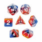 KOP19536 Sunset Layered Dice with White Colored Numbers 16mm (5/8in) Set of 7