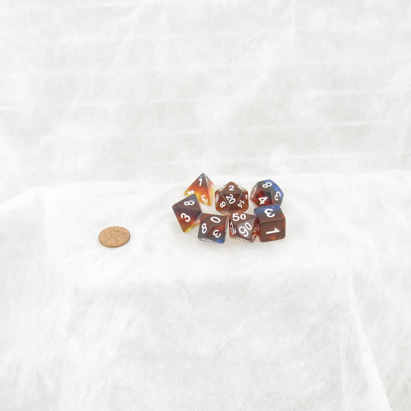 KOP19536 Sunset Layered Dice with White Colored Numbers 16mm (5/8in) Set of 7