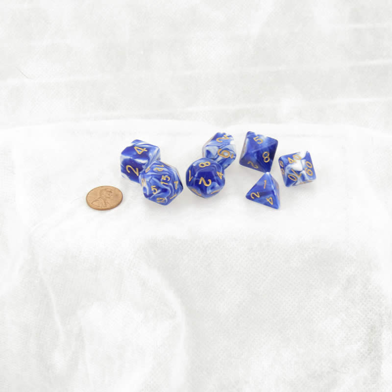 KOP19646 Wedgewood Layered Dice with Gold Colored Numbers 16mm (5/8in) Set of 7