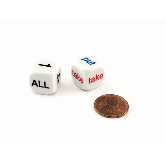 KOP19783 Put and Take Dice Game D6 16mm (5/8in) Pack of 2 Dice Koplow Games