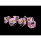 MET173 Pink and Black Resin Dice Gold Numbers 16mm (5/8in) 7-Dice Set